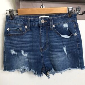 Forever 21 shorts jean, blue cutoffs, distressed, size 27
